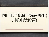 四川电子机械学院在哪里(川机电院位置)