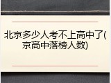 北京多少人考不上高中了(京高中落榜人数)
