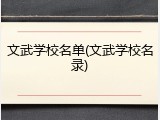 文武学校名单(文武学校名录)