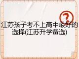 江苏孩子考不上高中最好的选择(江苏升学备选)