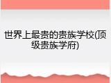 世界上最贵的贵族学校(顶级贵族学府)