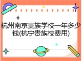 杭州南京贵族学校一年多少钱(杭宁贵族校费用)