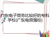 广东电子商务比较好的专科学校(广东电商强校)