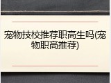宠物技校推荐职高生吗(宠物职高推荐)