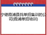 宁德霞浦县找单招集训的公司(霞浦单招培训)