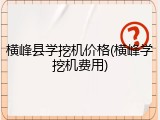 横峰县学挖机价格(横峰学挖机费用)