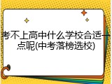 考不上高中什么学校合适一点呢(中考落榜选校)