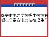 泰安市电力学校招生技校有哪些("泰安电力技校招生")