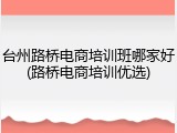 台州路桥电商培训班哪家好(路桥电商培训优选)