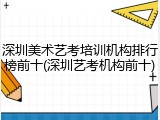 深圳美术艺考培训机构排行榜前十(深圳艺考机构前十)