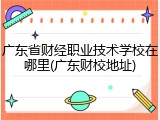 广东省财经职业技术学校在哪里(广东财校地址)