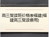 高三复读班价格表福建(福建高三复读费用)