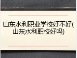 山东水利职业学校好不好(山东水利职校好吗)