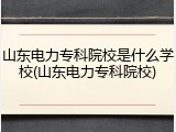 山东电力专科院校是什么学校(山东电力专科院校)