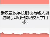 武汉贵族学校职校有钱人能进吗(武汉贵族职校入学门槛)