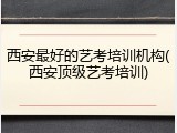 西安最好的艺考培训机构(西安顶级艺考培训)