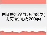 电商培训心得简短200字(电商培训心得200字)