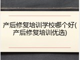 产后修复培训学校哪个好(产后修复培训优选)