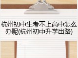 杭州初中生考不上高中怎么办呢(杭州初中升学出路)