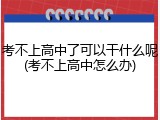 考不上高中了可以干什么呢(考不上高中怎么办)