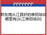 黔东南从江县好的单招培训哪里有(从江单招培训)
