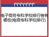 电子商务专科学校排行榜有哪些(电商专科学校排行)