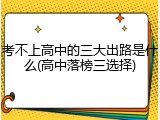考不上高中的三大出路是什么(高中落榜三选择)