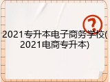 2021专升本电子商务学校(2021电商专升本)