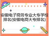 安徽电子商务专业大专学校排名(安徽电商大专排名)