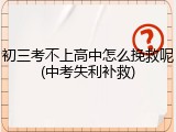 初三考不上高中怎么挽救呢(中考失利补救)