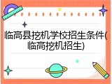 临高县挖机学校招生条件(临高挖机招生)