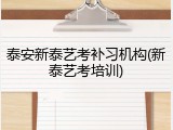 泰安新泰艺考补习机构(新泰艺考培训)