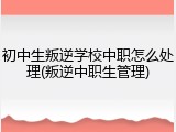 初中生叛逆学校中职怎么处理(叛逆中职生管理)