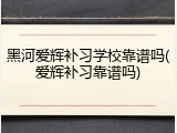 黑河爱辉补习学校靠谱吗(爱辉补习靠谱吗)