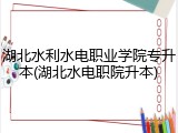 湖北水利水电职业学院专升本(湖北水电职院升本)
