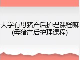 大学有母猪产后护理课程嘛(母猪产后护理课程)