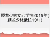 颍龙少林文武学校2019年(颍龙少林武校19年)