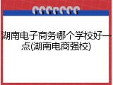 湖南电子商务哪个学校好一点(湖南电商强校)