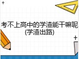 考不上高中的学渣能干嘛呢(学渣出路)
