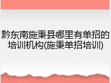 黔东南施秉县哪里有单招的培训机构(施秉单招培训)