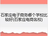 石家庄电子商务哪个学校比较好(石家庄电商名校)
