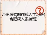 合肥服装制作成人学习班(合肥成人服装班)