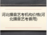 河北播音艺考机构价格(河北播音艺考费用)