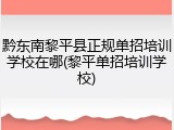 黔东南黎平县正规单招培训学校在哪(黎平单招培训学校)