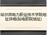 哈尔滨电力职业技术学院地址详细(哈电职院地址)