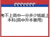 考不上高中一分多少钱能上本科(高中升本费用)