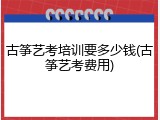 古筝艺考培训要多少钱(古筝艺考费用)
