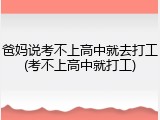 爸妈说考不上高中就去打工(考不上高中就打工)