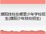 濮阳技校在哪里少年学校招生(濮阳少年技校招生)