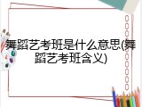 舞蹈艺考班是什么意思(舞蹈艺考班含义)